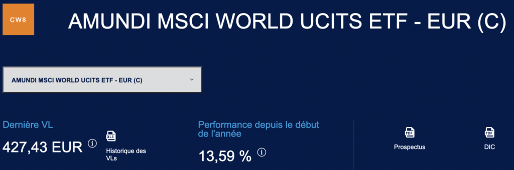 Valeur liquidative de Amundi MSCI World UCITS ETF est de 25,75€